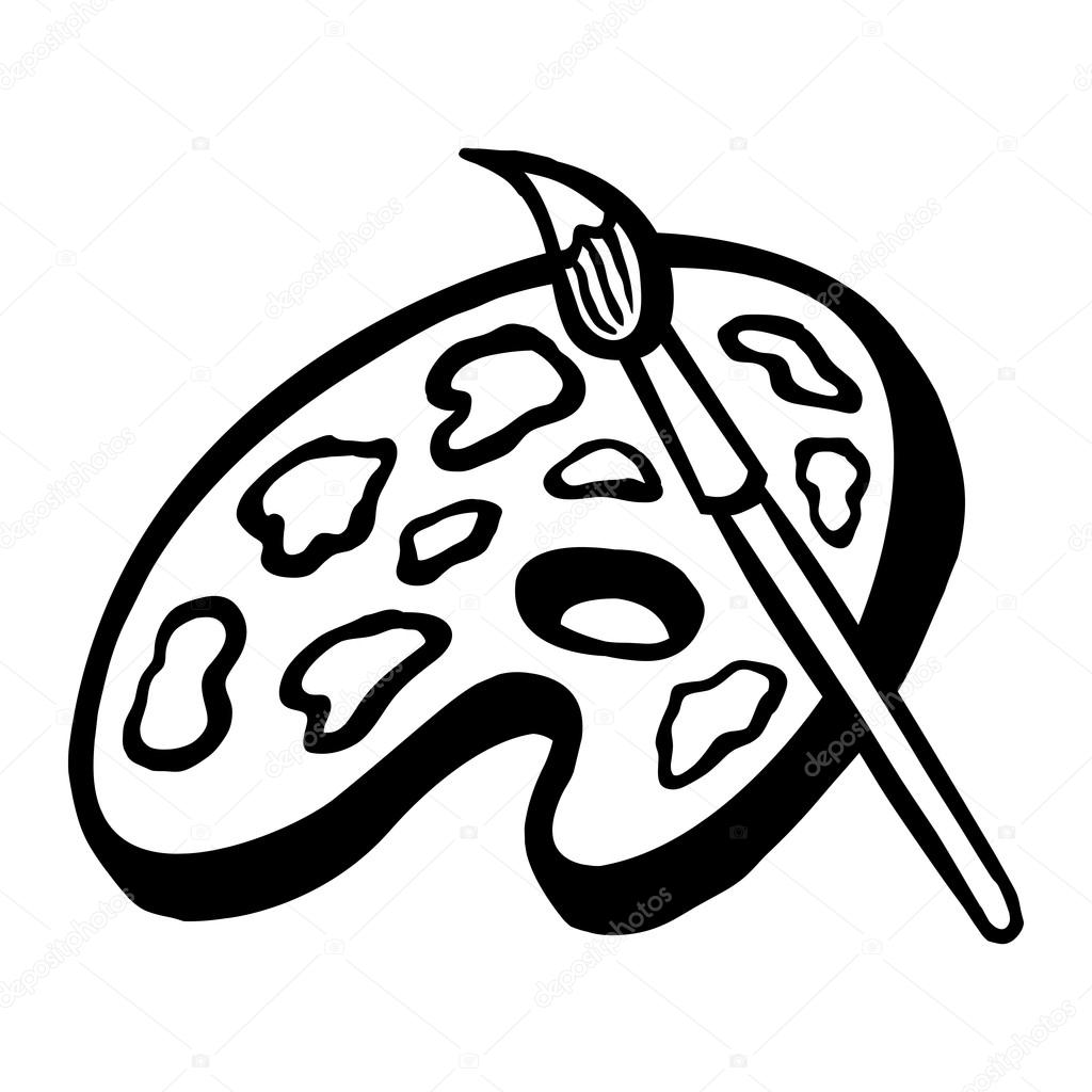 1024x1024 Paintbrush Amp Paint Palette Colors Vector Icon Stock Vector