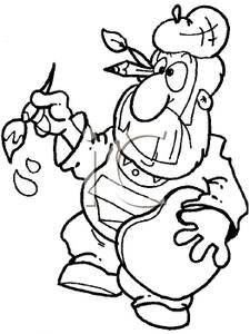 225x300 And White Artist With A Palette And Paintbrush Clip Art Image