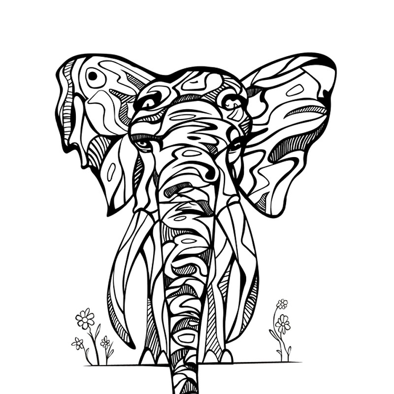 800x800 African Elephant Artsy Tribal Illustration Laptop Sleeves By