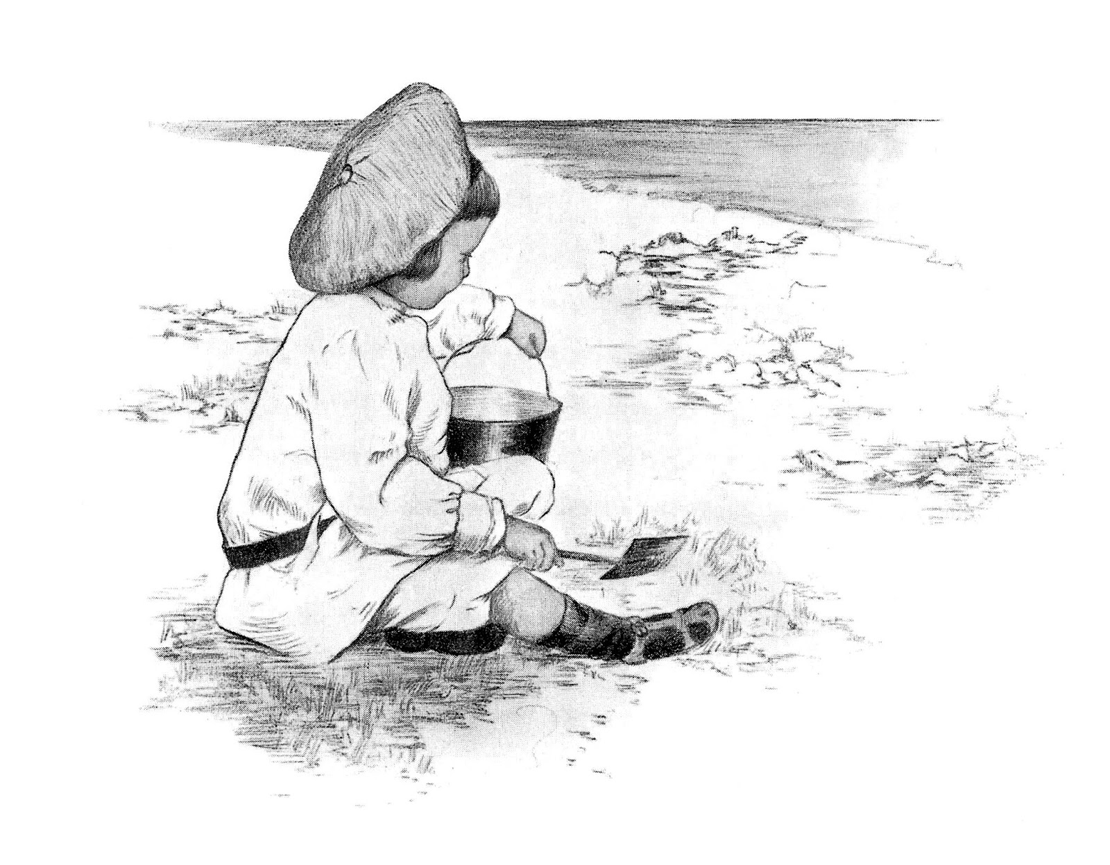 1600x1247 Digital Stamp Design Stock Antique Illustration Children Pencil