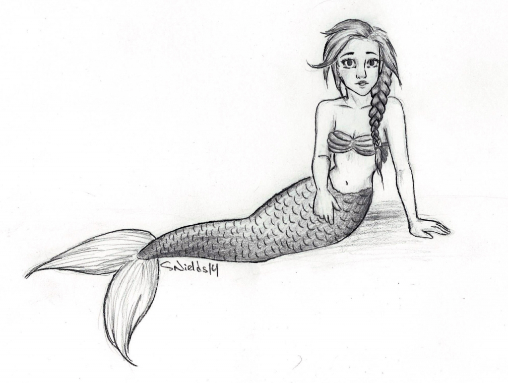 1024x772 Coloring Pages Mermaid Pencil Drawing Mermaid Pencil Drawings