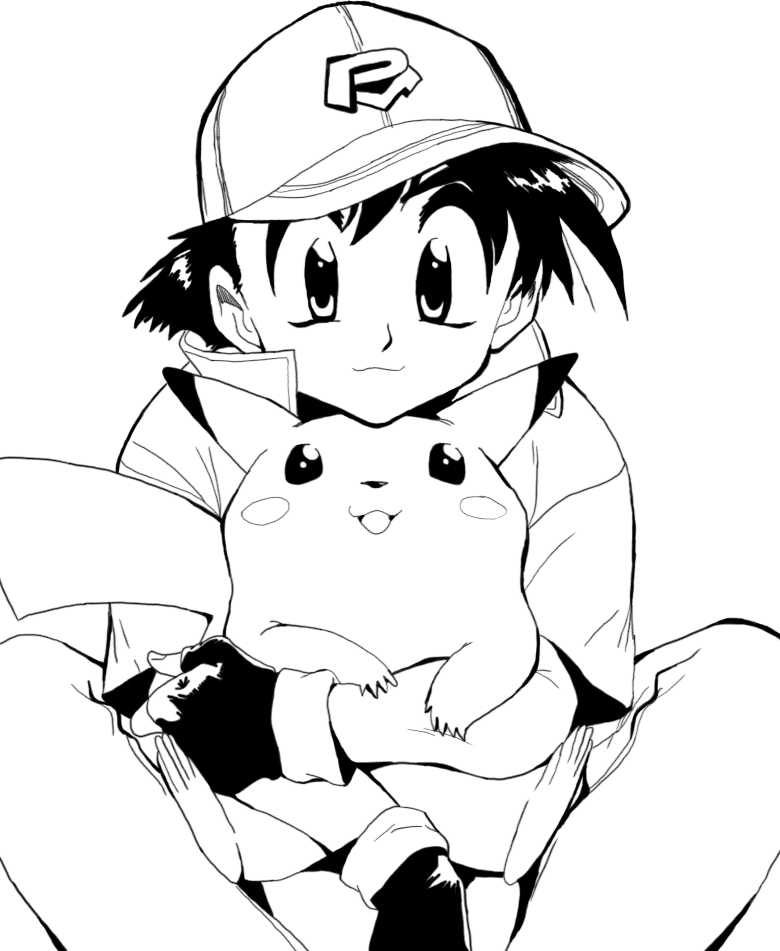 780x951 Ash And Pikachu Lineart By 8i Emmz I8