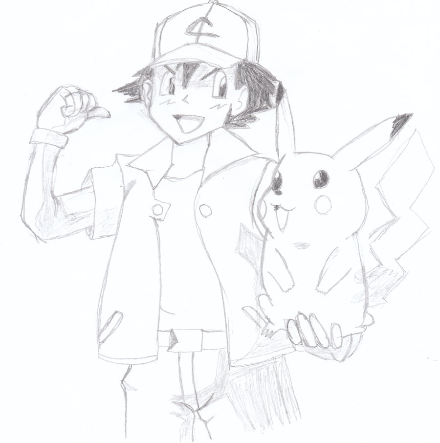 900x906 Ash And Pikachu Drawing Pic By Black Fire Ray