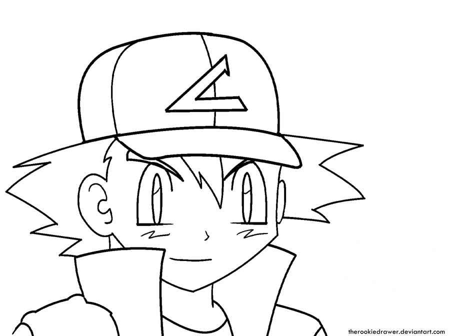 900x672 Ash Ketchum Lineart By Therookiedrawer