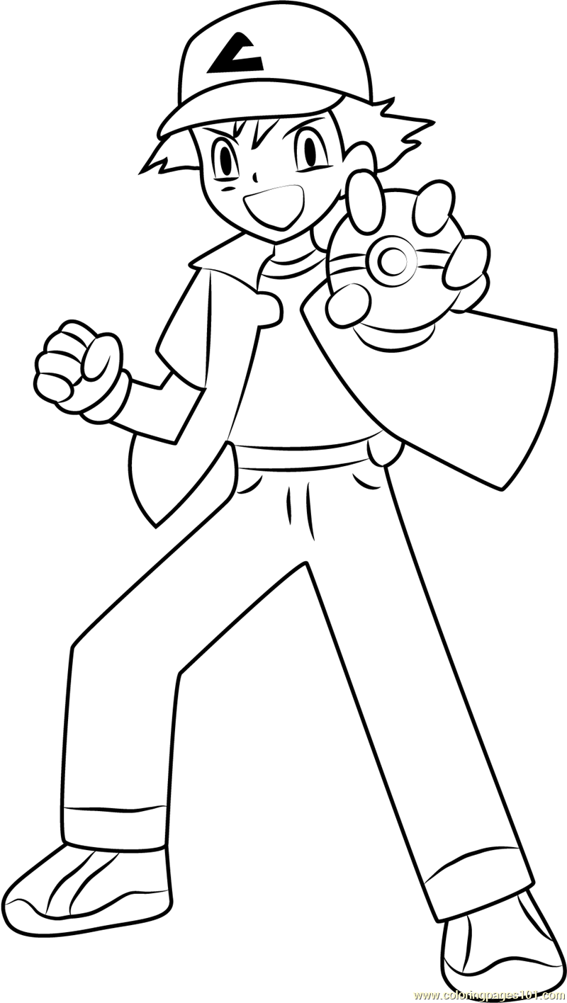 800x1416 Ash Showing A Pokeball Coloring Page