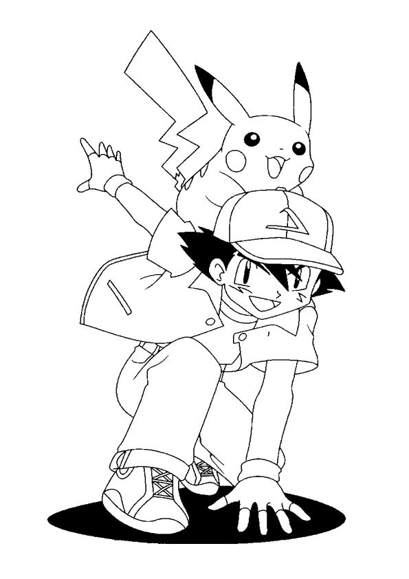 595x842 Fun Coloring Page Of Ash And Pikachu Pokemon