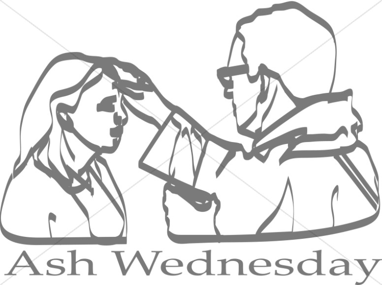 776x580 Ash Wednesday With Priest And Woman Lineart Ash Wednesday Word Art