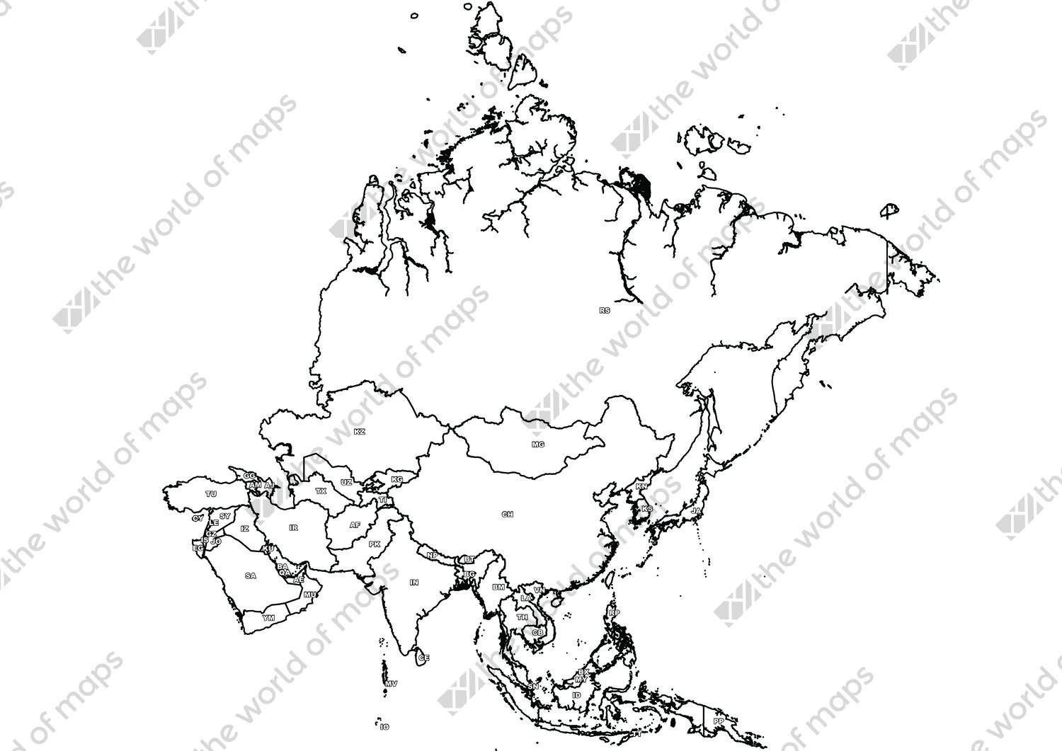 1500x1061 Digital Map Asia (Free) The World