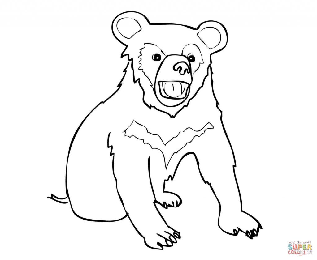 1024x841 Asia Black Bear Cub Free Coloring Page