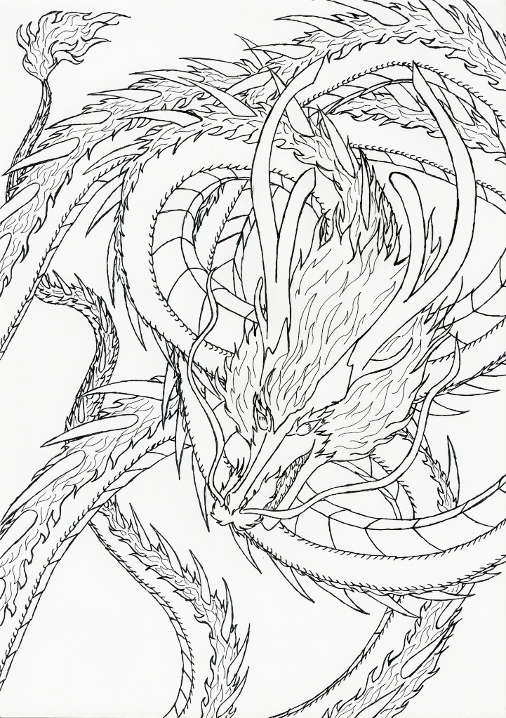 721x1023 Lineart Asian Dragon By Kxeron