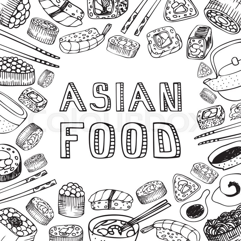 800x800 Asian Food Background. Asian Food Poster. Asian Food Menu