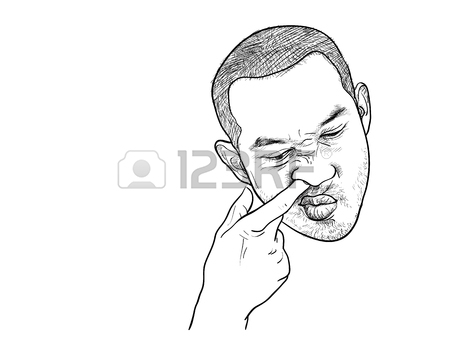 450x338 Drawing Of Asian Man Picking His Nose With Funny Face On White
