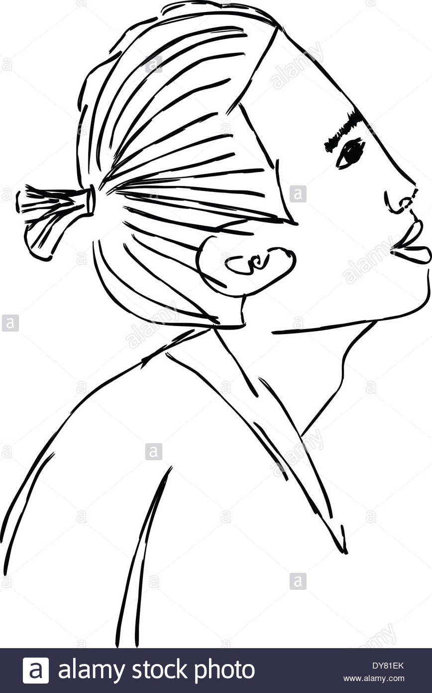 868x1390 Vector Illustration Sketch Of An Asian In Profile Stock Photo