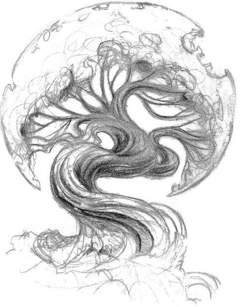 495x634 Asian tree tattoo Asian Oak Tree Tattoo Sketch Tattoo Ideas
