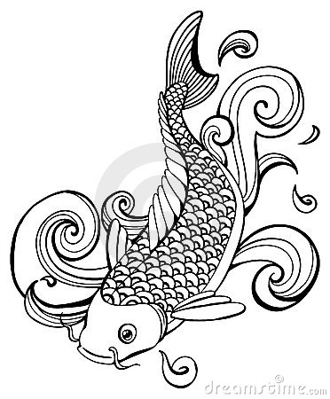 372x450 Black And White Koi Fish Drawings