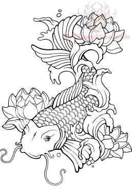 258x380 Asian Koi Fish Tattoo Design