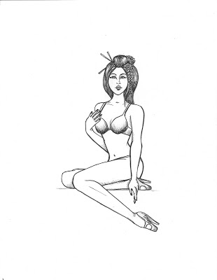 310x400 Asian Pin Up Girl Tat L.w. Art