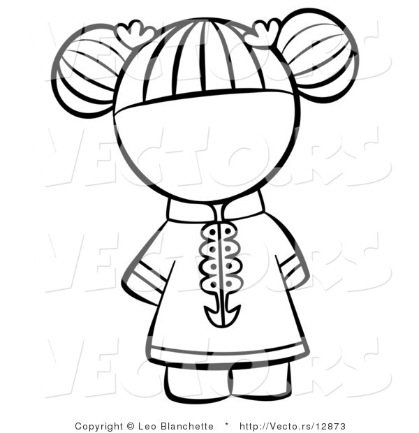 600x620 Vector Of Chinese Girl With Hair Tied Up