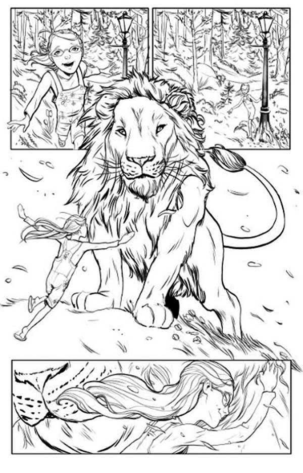 600x934 Chronicles Of Narnia Lucy Love Aslan Coloring Page