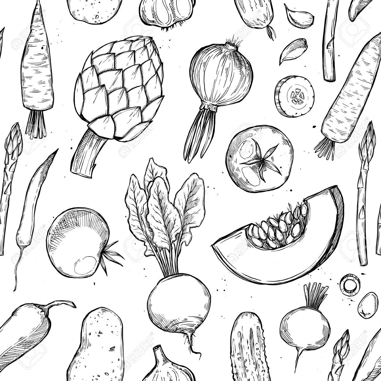 1300x1300 Hand Drawn Vector Seamless Pattern