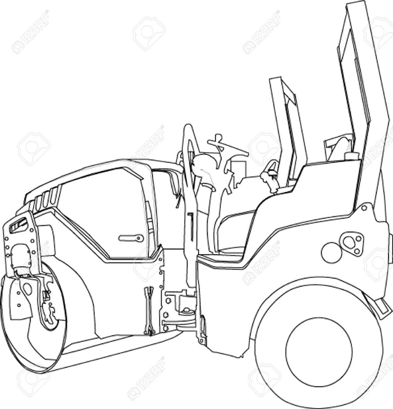 1250x1300 Road Roller Pressing New Asphalt Royalty Free Cliparts, Vectors