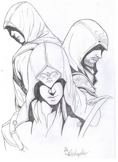 236x324 Assassin's Creed Original Pencil Drawing Drawings