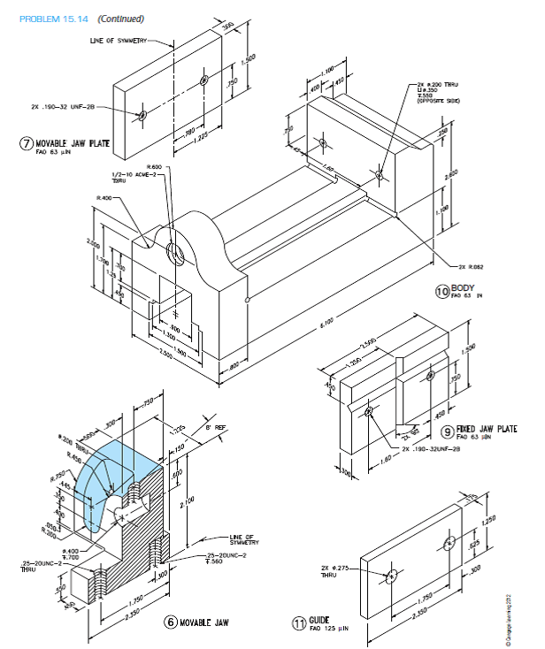 616x734 Working Drawing (In.) Assembly Name Machine Vise Speci