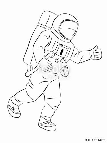 375x500 Silhouette Of Astronaut, Vector Drawing Stock Image And Royalty