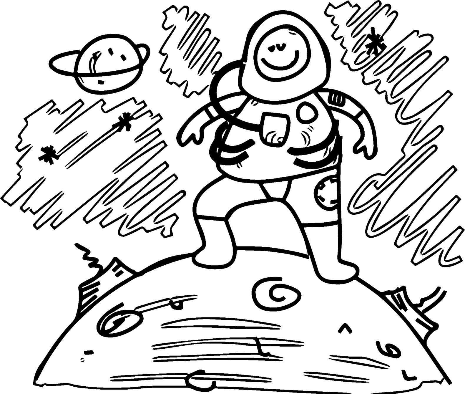 1580x1338 Astronaut On The Moon Coloring Pages With Us Flag For Kids New