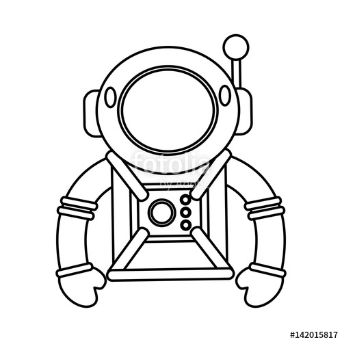 500x500 Astronaut Suit Helmet Space Outline Vector Illustration Eps 10