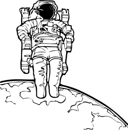 419x425 Science Outline Astronomy Lineart Astronaut Space Walk Spacewalk