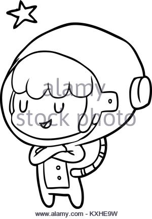 300x433 Cute Line Drawing Of A Astronaut Stock Vector Art Amp Illustration