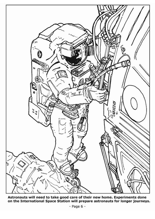530x750 Coloring Page 06 Astronauts In Space Station