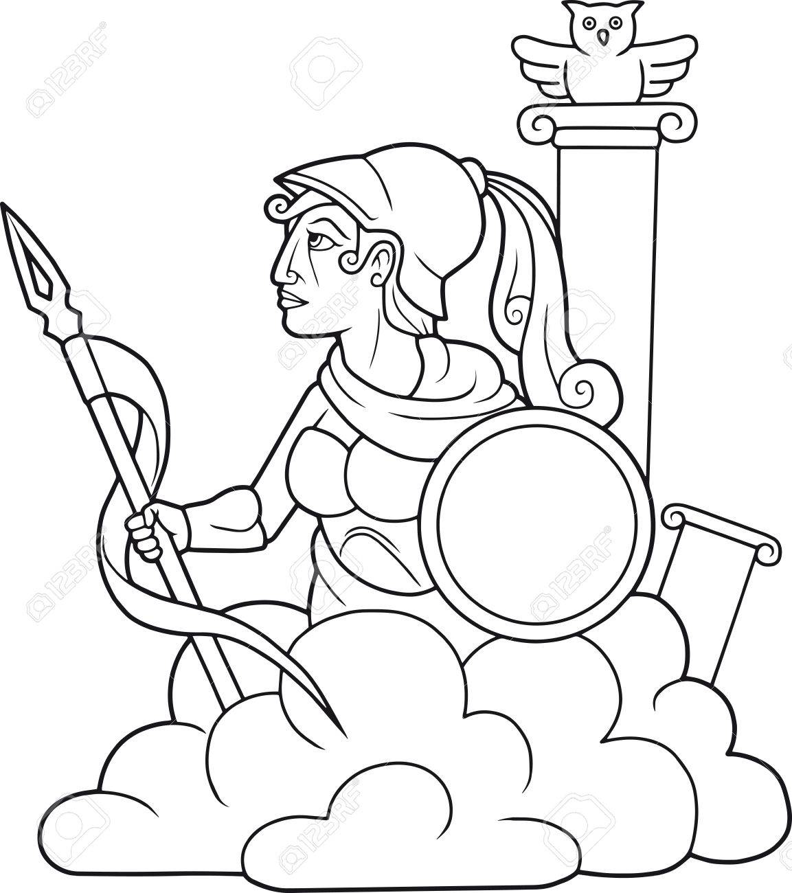1153x1300 Greek Goddess Athena With A Spear In His Hand Royalty Free