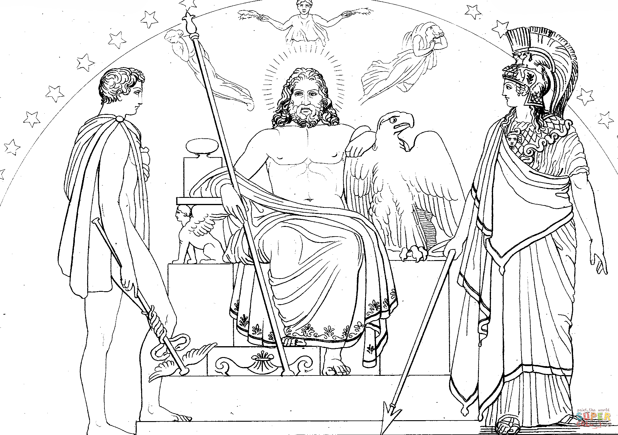 2048x1440 Hermes, Zeus And Athena Coloring Page Free Printable Coloring Pages