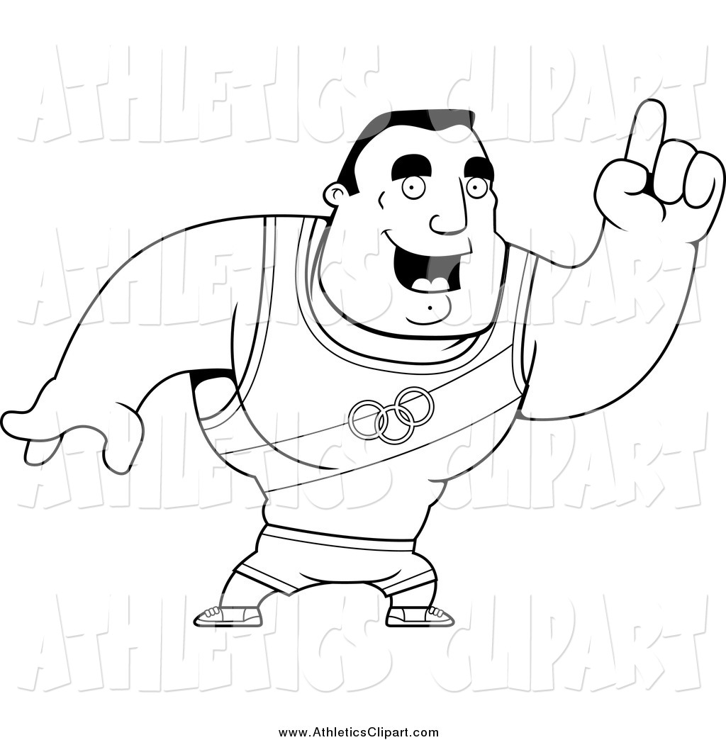 1024x1044 Clip Art Of A Blackd White Buff Olympic Athlete Man