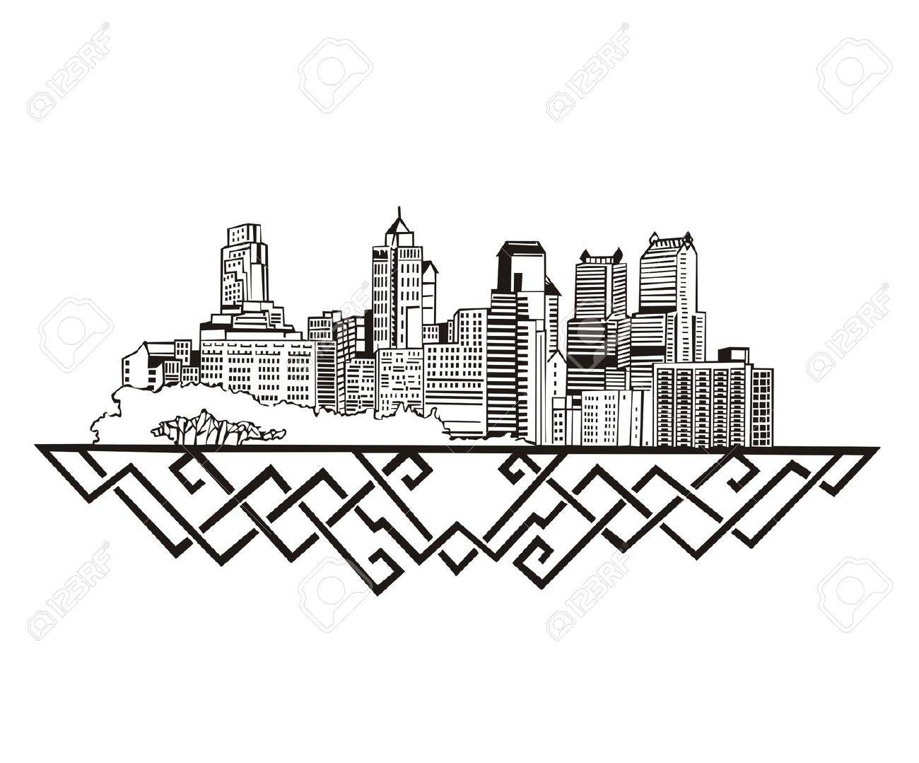 1300x1079 Philadelphia, Pa Skyline. Black And White Royalty Free Cliparts
