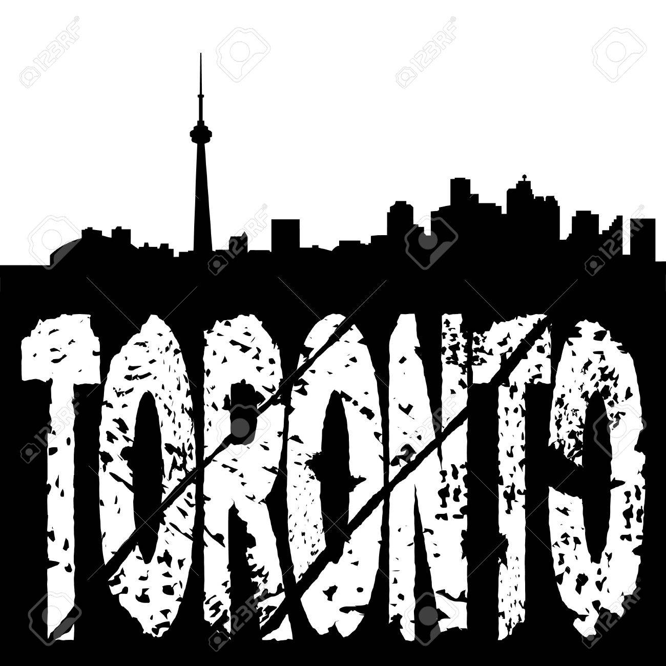 1300x1300 Toronto Skyline With Grunge Text Illustration Stock Photo, Picture