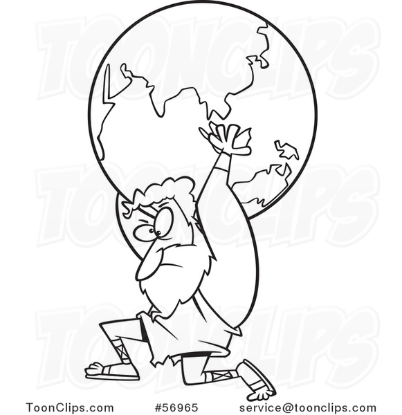 581x600 Cartoon Outline Greek God, Atlas, Carrying Earth