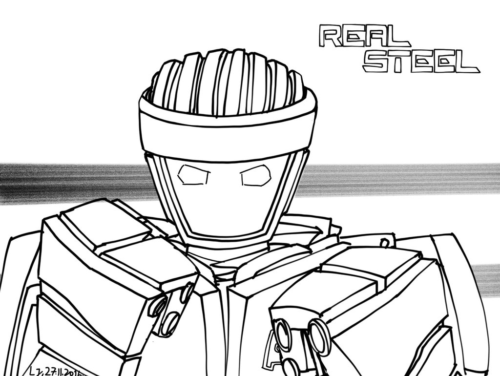 1024x770 Real Steel, Atom (Lineart) By Lj123321
