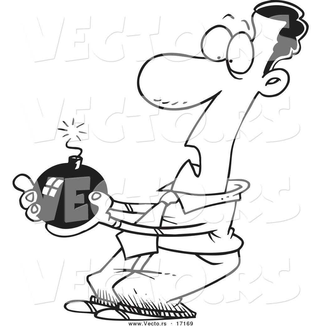 1024x1044 Vector Of A Cartoon Black Businessman Holding A Bomb