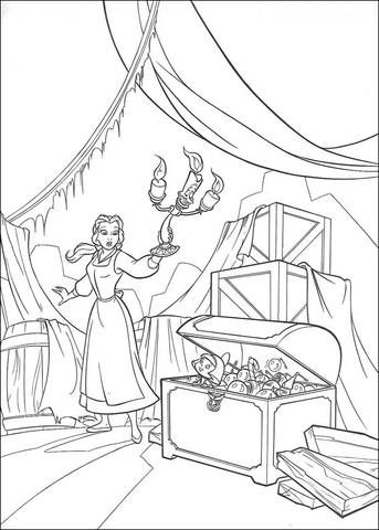 343x480 Princess Belle In The Attic Coloring Page Free Printable
