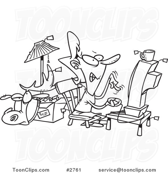 581x600 Cartoon Black And White Line Drawing Of An Internet Auction Addict