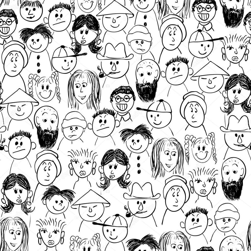 1024x1024 Vector Seamless Audience Sketch Stock Vector Germina