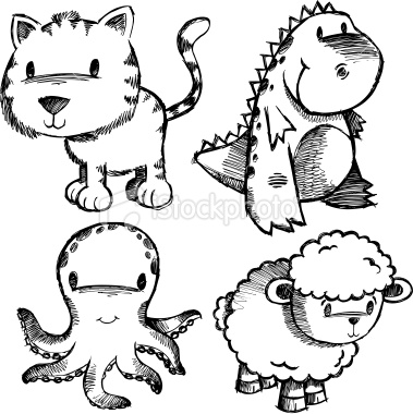 379x380 Doodle Sketch Animal Set Animal Doodles, Photo Illustration