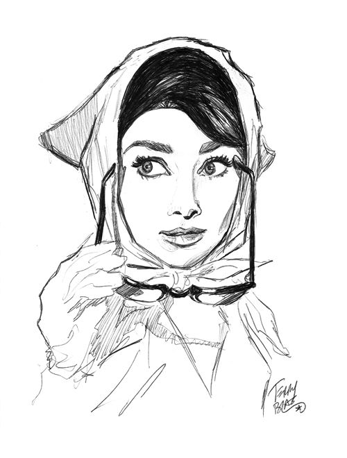 500x660 Sketch Of Audrey Hepburn. Win, Lose, Or Draw