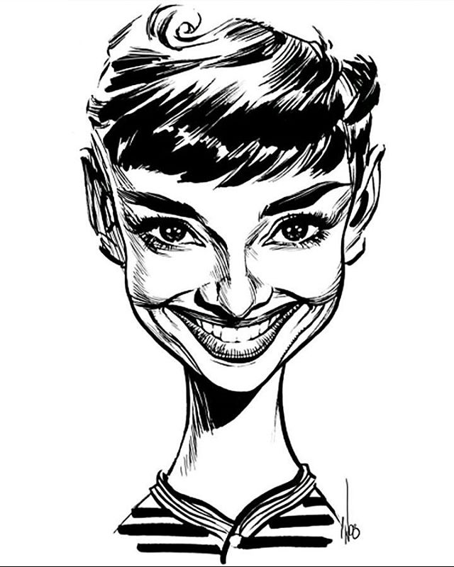 640x800 An Old Caricature Of Audrey Hepburn.