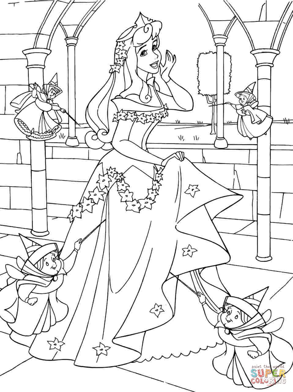 958x1279 Disney Sleeping Beauty Cartoon Coloring Pages For Amusing Draw