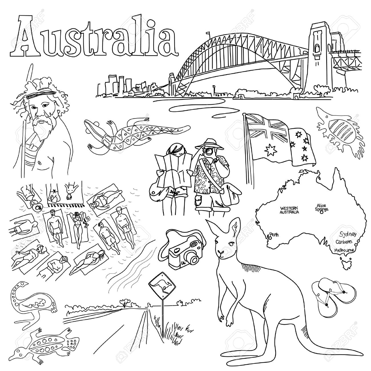 1300x1300 Sightseeing In Australia Royalty Free Cliparts, Vectors, And Stock