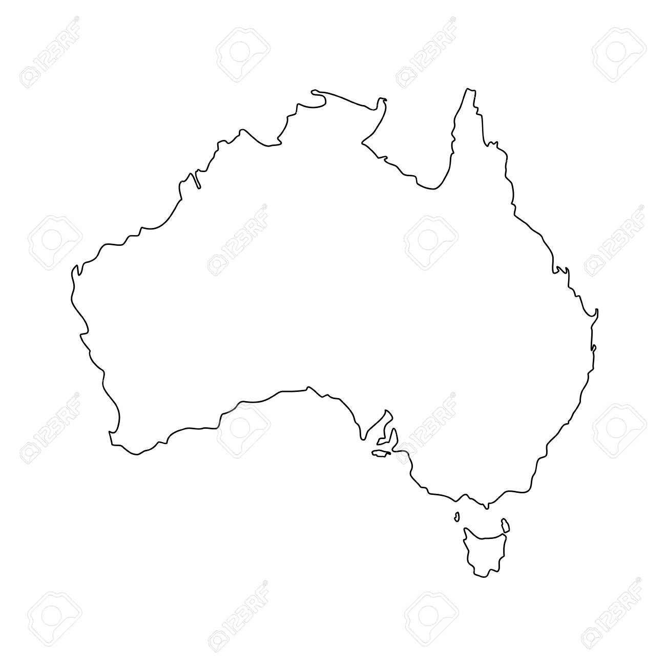 1300x1300 Vector Illustration Australia Map Outline Drawing. Australian